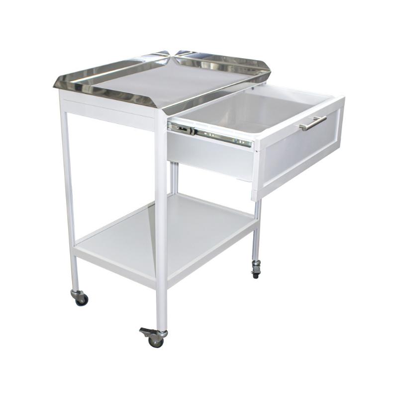 Столик маніпуляційний пересувний, стільниця з нержавіючої сталі СМ-3к (Медпромсервіс)